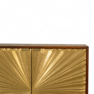 Mid-Century Modern Tall Storage Cabinet Manila Gold - leg detail close up