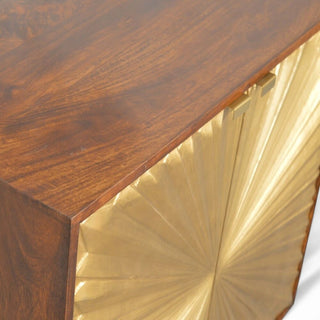 Mid-Century Modern Tall Storage Cabinet Manila Gold - door handle detail