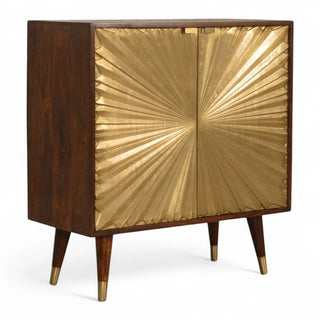 Mid-Century Modern Tall Storage Cabinet Manila Gold - wood grain close up
