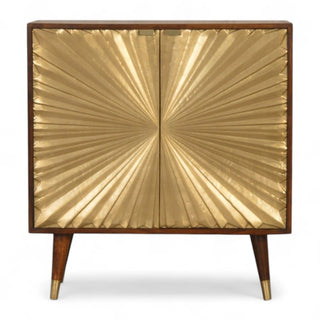 Mid-Century Modern Tall Storage Cabinet Manila Gold - front view