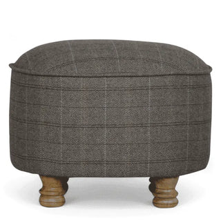 Mid-Century Modern Tweed Upholstered Buttoned Footstool, front view