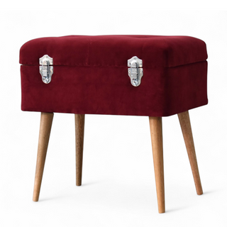 Back view of Mid-Century Modern Velvet Storage Bench with Nordic Style