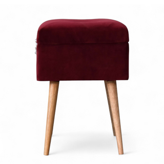 Rear angle view of Mid-Century Modern Velvet Storage Bench with Nordic Style