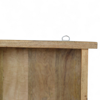 Close-up of finish detail on Mid Century Modern Wall Mounted Coat Rack with Shelves
