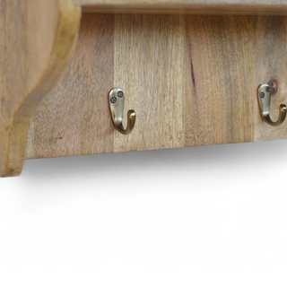 Finish detail view of Mid Century Modern Wall Mounted Coat Rack with Shelves