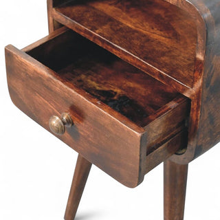 Mid-Century Modern Walnut Curved Floating Nightstand - side angle view