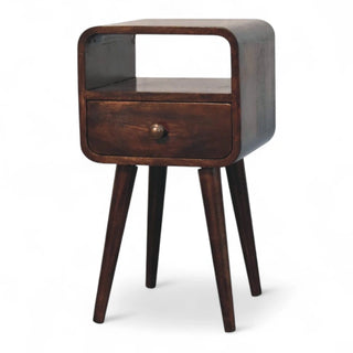 Mid-Century Modern Walnut Curved Floating Nightstand - floating installation