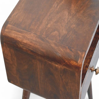 Mid-Century Modern Walnut Curved Floating Nightstand - top surface view