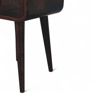 Mid-Century Modern Walnut Curved Floating Nightstand - wood grain close up
