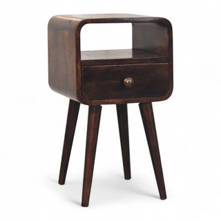 Mid-Century Modern Walnut Curved Floating Nightstand - dimensions scale