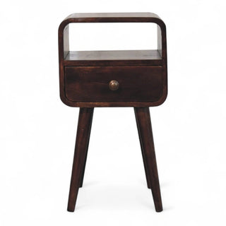 Mid-Century Modern Walnut Curved Floating Nightstand - front view