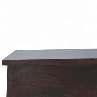 Seat detail view of Mid-Century Modern Walnut Solid Wood Storage Bench