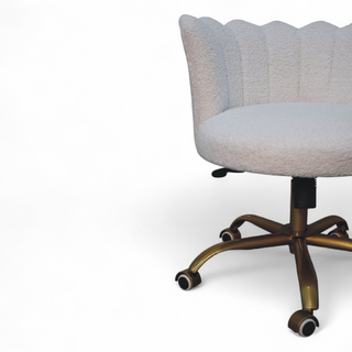 Close-up of fabric texture on Mid Century Modern White Bouclé Swivel Chair
