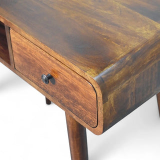 Mid-Century Modern Writing Desk Curved Chestnut Solid Wood - lifestyle home office