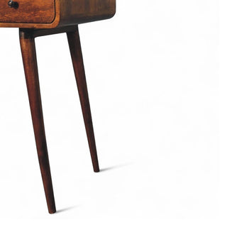 Mid-Century Modern Writing Desk Curved Chestnut Solid Wood - dimensions scale