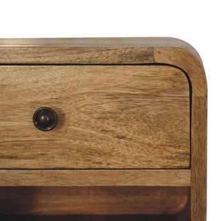 Mid-Century Oak-Ish Floating Nightstand with Open Shelf - floating installation