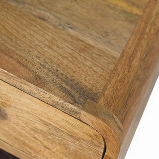 Mid-Century Oak-Ish Floating Nightstand with Open Shelf - drawer open detail