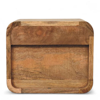 Mid-Century Oak-Ish Floating Nightstand with Open Shelf - wood grain close up
