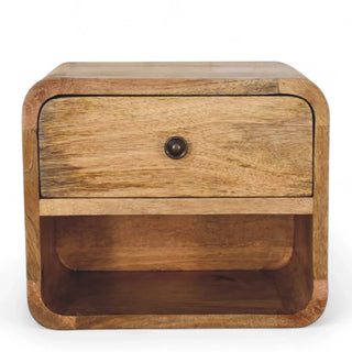 Mid-Century Oak-Ish Floating Nightstand with Open Shelf - front view