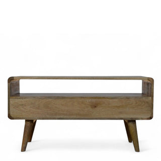 Mid-Century Oak-Ish Solid Wood Media Stand - doors open interior
