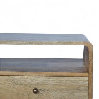 Mid-Century Oak-Ish Solid Wood Media Stand - wood grain close up