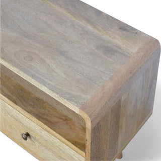 Mid-Century Oak-Ish Solid Wood Media Stand - dimensions scale