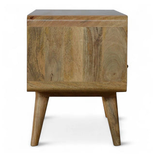 Mid-Century Oak-Ish Solid Wood Media Stand - door handle detail