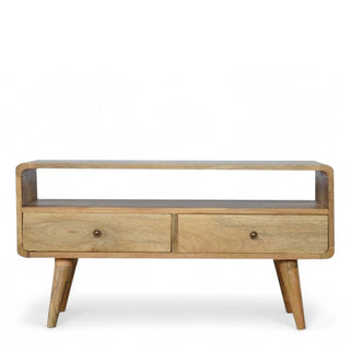 Mid-Century Oak-Ish Solid Wood Media Stand - front view