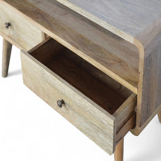 Mid-Century Oak-Ish Solid Wood Media Stand - side angle view