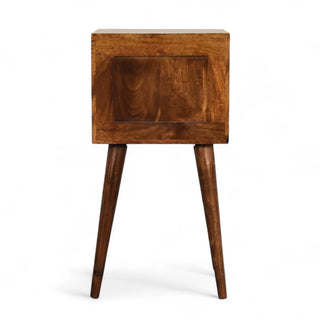 Mid-Century Solid Wood 2-Drawer Nightstand Chestnut Finish - top surface view