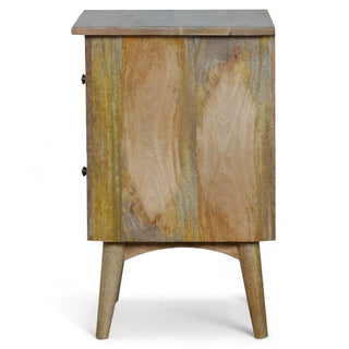 Mid-Century Solid Wood 2-Drawer Nightstand Nordic Style - drawer open detail
