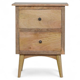 Mid-Century Solid Wood 2-Drawer Nightstand Nordic Style - front view