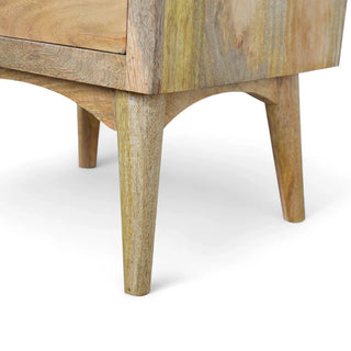 Mid-Century Solid Wood 2-Drawer Nightstand Nordic Style - rear profile view