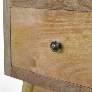 Mid-Century Solid Wood 2-Drawer Nightstand Nordic Style - side angle view