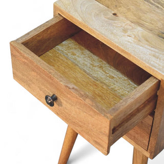 Mid-Century Solid Wood 2-Drawer Nightstand Oak-Ish Finish - side angle view