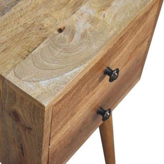 Mid-Century Solid Wood 2-Drawer Nightstand Oak-Ish Finish - drawer open detail