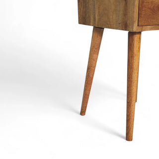 Mid-Century Solid Wood 2-Drawer Nightstand Oak-Ish Finish - top surface view