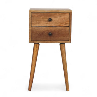 Mid-Century Solid Wood 2-Drawer Nightstand Oak-Ish Finish - wood grain close up