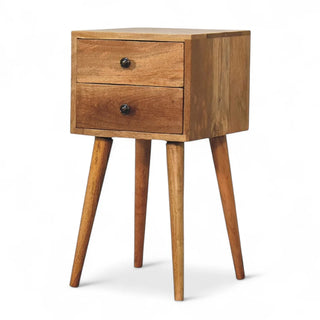 Mid-Century Solid Wood 2-Drawer Nightstand Oak-Ish Finish - lifestyle bedroom