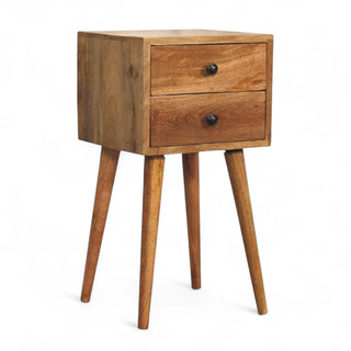 Mid-Century Solid Wood 2-Drawer Nightstand Oak-Ish Finish - dimensions scale