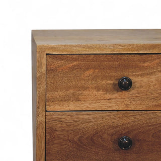 Mid-Century Solid Wood 2-Drawer Nightstand Oak-Ish Finish - rear profile view