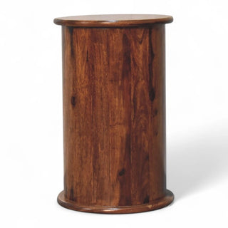 Mid-Century Solid Wood Drum Chest Sheesham 3-Drawer - drawer open detail
