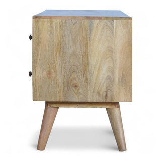 Mid-Century Solid Wood Media Stand with 4 Drawers - wood grain close up
