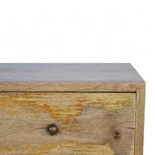Mid-Century Solid Wood Media Stand with 4 Drawers - door handle detail