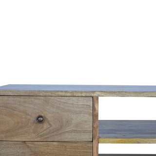 Mid-Century Solid Wood Media Stand with 4 Drawers - side angle view