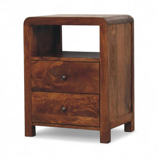 Mid-Century Solid Wood Nightstand Aspen Design - drawer open detail