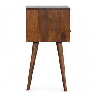 Mid-Century Solid Wood Nightstand Chestnut Finish - top surface view