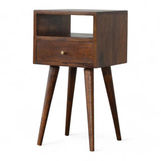 Mid-Century Solid Wood Nightstand Chestnut Finish - lifestyle bedroom
