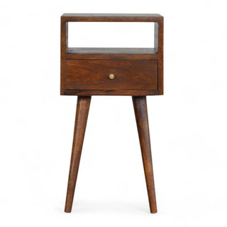 Mid-Century Solid Wood Nightstand Chestnut Finish - front view