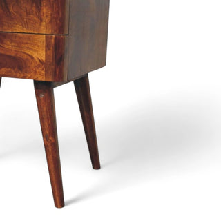 Mid-Century Solid Wood Nightstand Chestnut T-Bar Nordic - dimensions scale